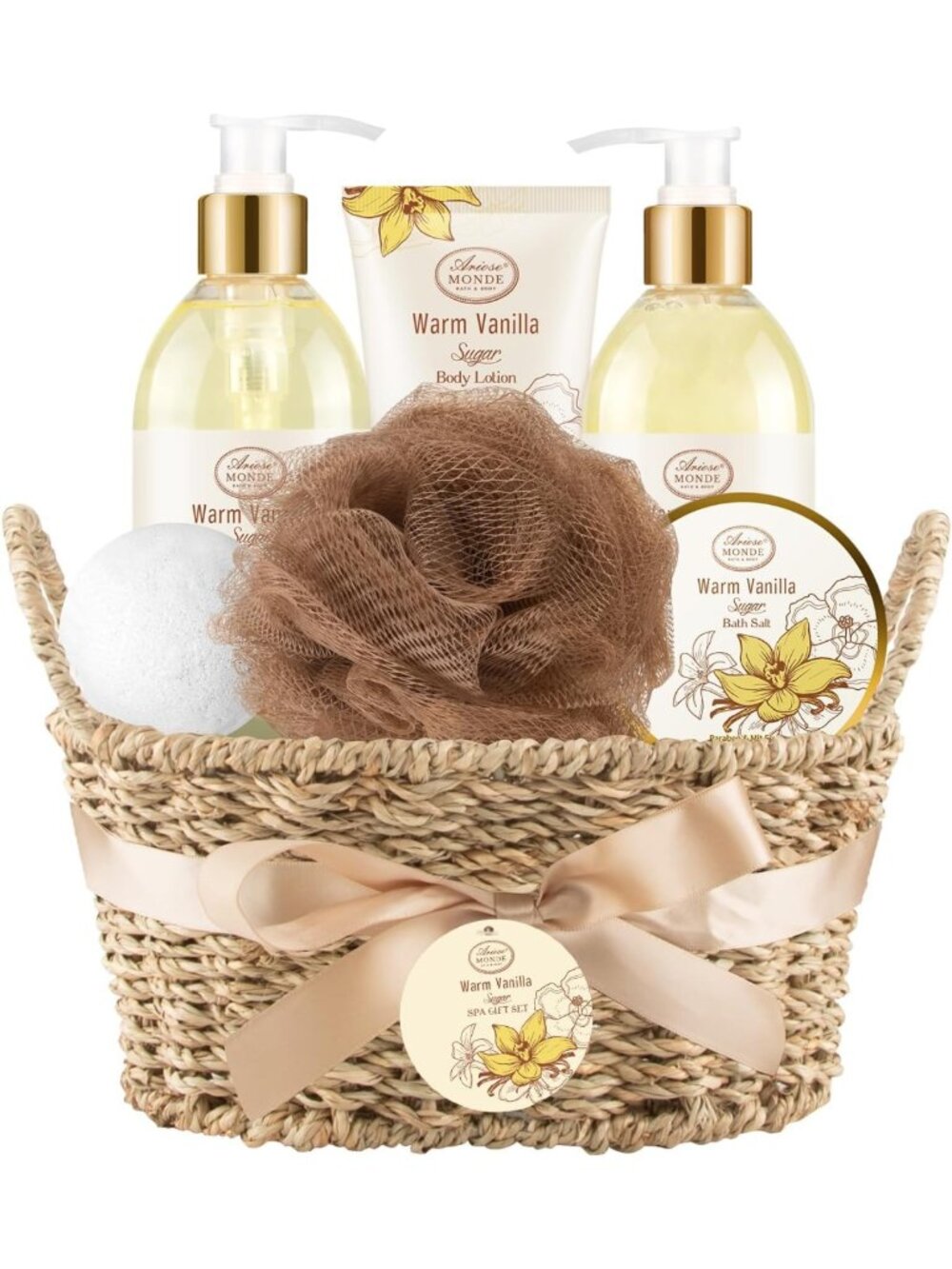 Warm Vanilla Sugar Spa Gift Set for Women - Shower Gel, Bubble Bath, Lotion